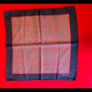 Vintage Gucci Men’s Pocket Square Silk Scarf - Red & Blue - 1970s